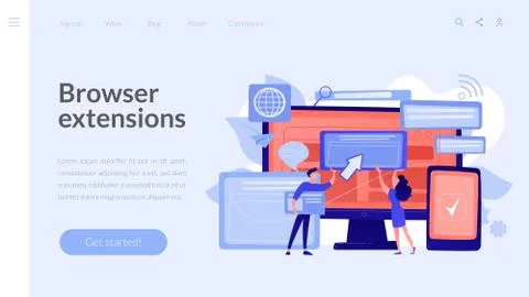 Cross-browser compatibility concept landing page. Illustrazione stock