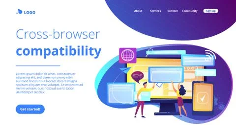 Cross-browser compatibility concept landing page. Stock-Illustration