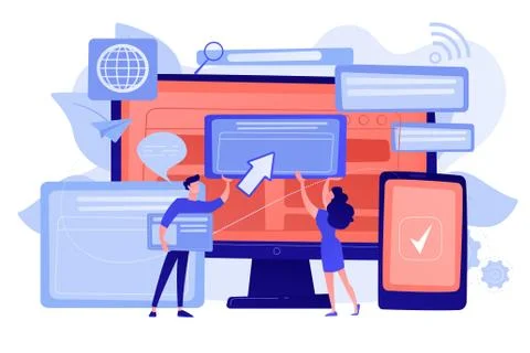 Cross-browser compatibility concept vector illustration. Illustrazione stock