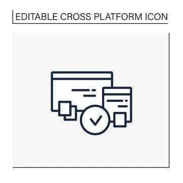 Cross browser compatibility line icon 库存插图