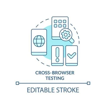 Cross browser testing turquoise concept icon Stock Illustration
