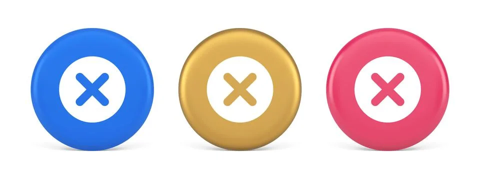 Cross button cancel reject decline negative forbidden fail 3d realistic cir.. Stock Illustration