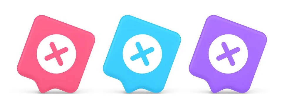 Cross button cancel reject decline negative forbidden fail 3d realistic spe.. 库存插图