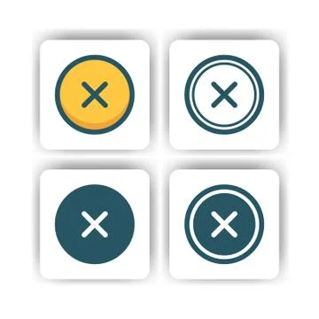 Cross button icon for mobile, web, and presentation with flat color vector il Ilustración de archivo