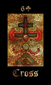 Cross. Card of Lenormand oracle deck Gothic Mysteries. Stock Illustration