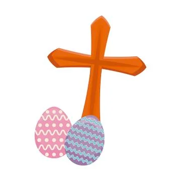 Cross catholic with eggs of easter Stock Illustration