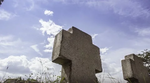 Cross on the cemetery with clouds flowing Stock-Footage 40238350