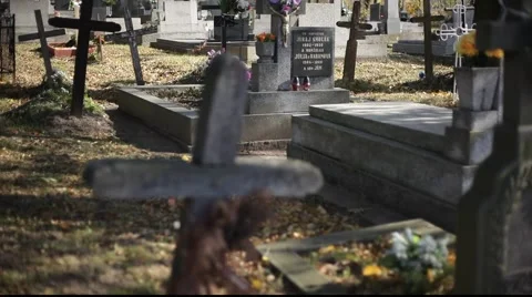 Cross on cemetery Stock Footage 919728
