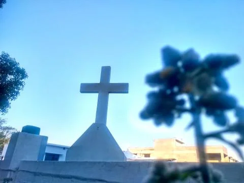 Cross on a cemetery Stock Photos