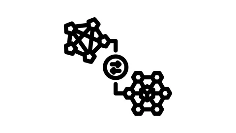Cross chain compatibility decentralized application line icon animation Stock Footage 326751554