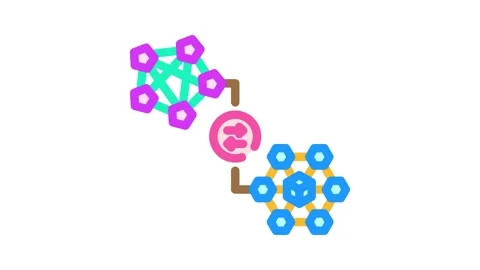 Cross chain compatibility decentralized application color icon animation Stock Footage 327259581