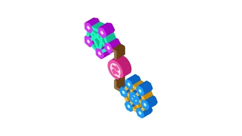 Cross chain compatibility decentralized application isometric icon animation Stock Footage 327280472