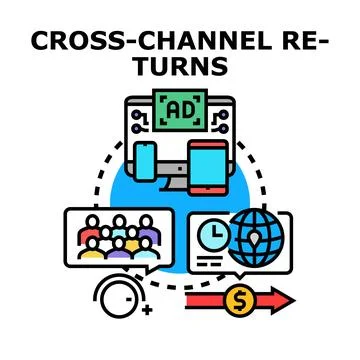 Cross channel returns concept vector illustration Stock Illustration