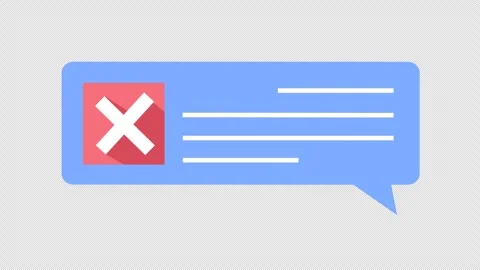 Cross check mark on error delivery message bubble chat icon in cartoon animation Stock Footage 306246086