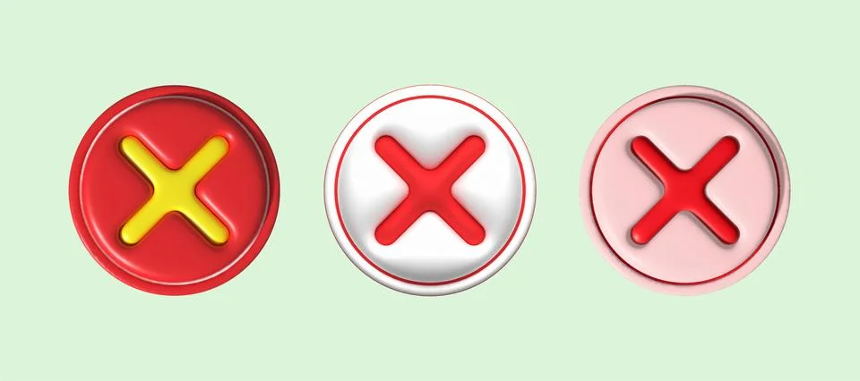 Cross check mark icon button and no or wrong symbol on reject cancel 스톡 일러스트