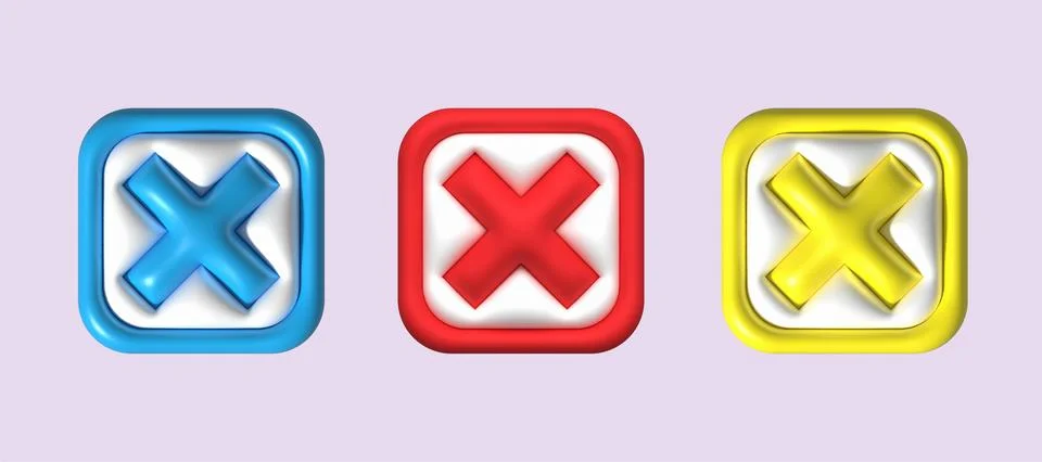 Cross check mark icon button and no or wrong symbol on reject cancel 스톡 일러스트