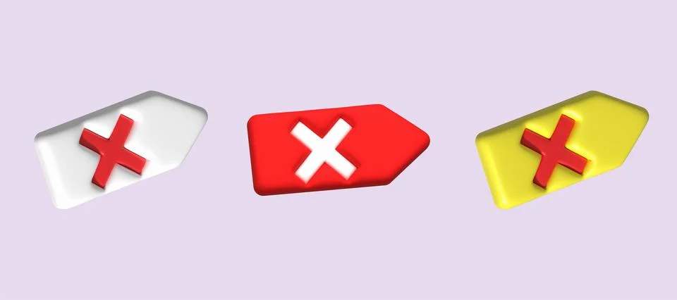 Cross check mark icon button and no or wrong symbol on reject cancel Stock Illustration