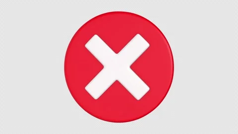 Cross Checkmark 3D Icon Rotating on a Transparent Background. Seamless Loop. 4K Stock Footage 292262071