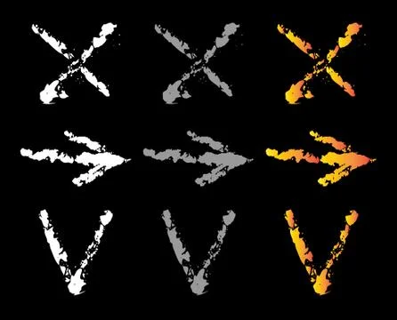 Cross, checkmark and arrow Stock Illustration