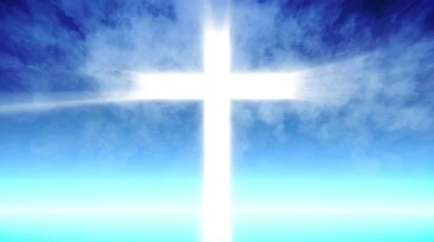 Cross of Christ ray beams and blue sky b... | Stock Video | Pond5