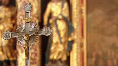 Cross in a church Video stock 42707109