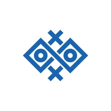 Cross circle game square geometric line art logo Stock Illustration