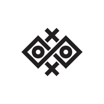 Cross circle game square geometric line art logo Stock Illustration