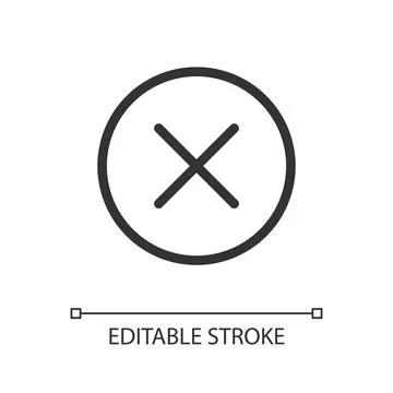 Cross in circle pixel perfect linear ui icon 스톡 일러스트