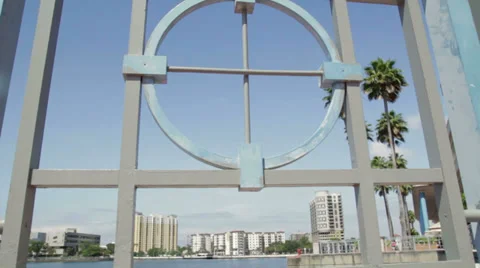 Cross Circle railing Tampa View Stock Footage 37718810