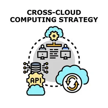 Cross cloud computing strategy connecting multiple data solutions 스톡 일러스트