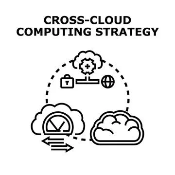 Cross cloud computing strategy data integration management Stock Illustration
