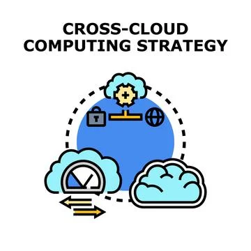 Cross cloud computing strategy data integration management Stock Illustration