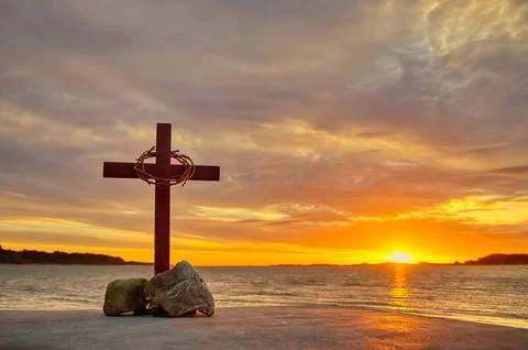 Cross With Crown of Thorns Stock Photos