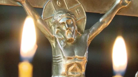 Cross with crucifix. Stock Footage 49386288