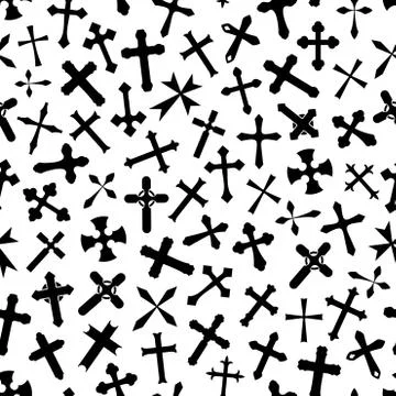 Cross crucifix seamless vector pattern background Stock Illustration