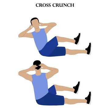 Cross crunch exercise strength workout vector illustration Stock Illustration