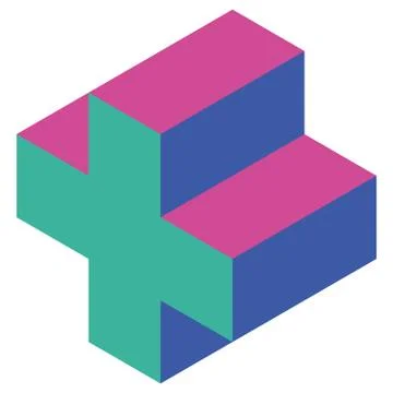 Cross of cubes. Retro colored. Isometric 3D vector object Stock Illustration