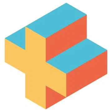 Cross of cubes. Retro colored. Isometric 3D vector object Stock Illustration