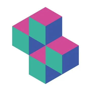 Cross of cubes. Retro colored. Isometric 3D vector object Stock Illustration