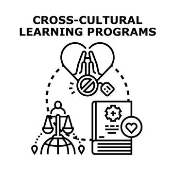Cross cultural learning programs fostering global understanding Stock Illustration