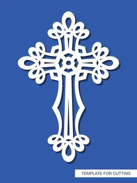 Cross with curly ornament.  Stock Illustration