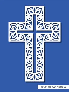 Cross with curly ornament.  Stock Illustration