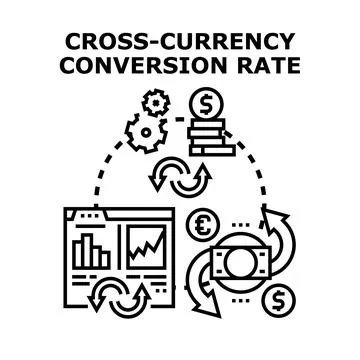 Cross currency conversion rate financial exchange concept Stock Illustration