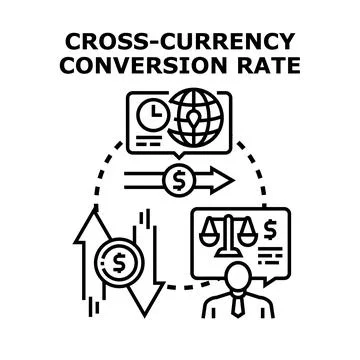 Cross currency conversion rate financial exchange operations Stock Illustration