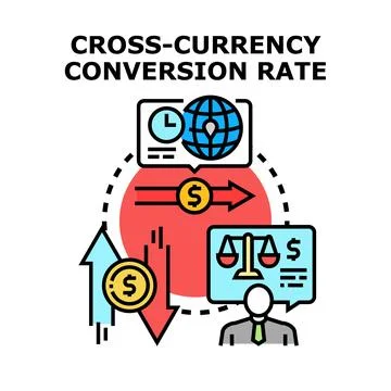 Cross currency conversion rate financial exchange operations Stock Illustration