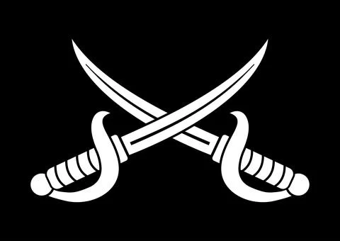 Cross cutlass for pirate eye patch or flag badge vector illustration. Stock Illustration