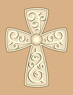 Cross with decorations Stock Illustration