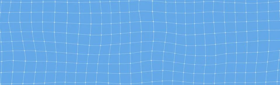 Cross deform white grid texture on blue background. Square distort millimeter Illustrazione stock