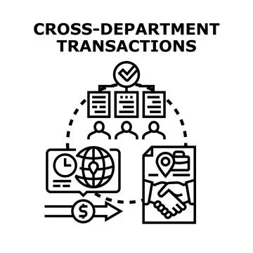 Cross department transactions workflow process vector 스톡 일러스트