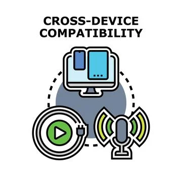Cross device compatibility and multi platform media integration Stock Illustration